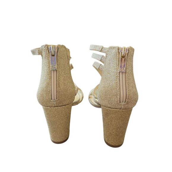 Jessica Simpson Stassey Sandal Size 8.5 Gold Glitter Open Toe Block Heel - Picture 5 of 7